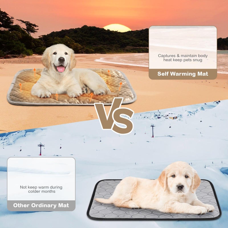 Tujoe 4 Pack Self Warming Cat Mat Self Heating Cat Pad Warm Thermal Pet Bed Washable Dog Crate Pad Body Heat Dog Bed Mat Blanket Non Slip Bottom for Outdoor Indoor Pets - Image 3