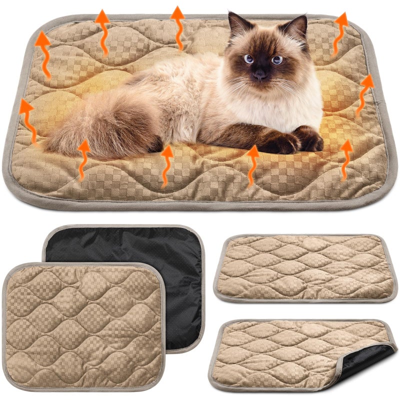 Tujoe 4 Pack Self Warming Cat Mat Self Heating Cat Pad Warm Thermal Pet Bed Washable Dog Crate Pad Body Heat Dog Bed Mat Blanket Non Slip Bottom for Outdoor Indoor Pets - Image 1