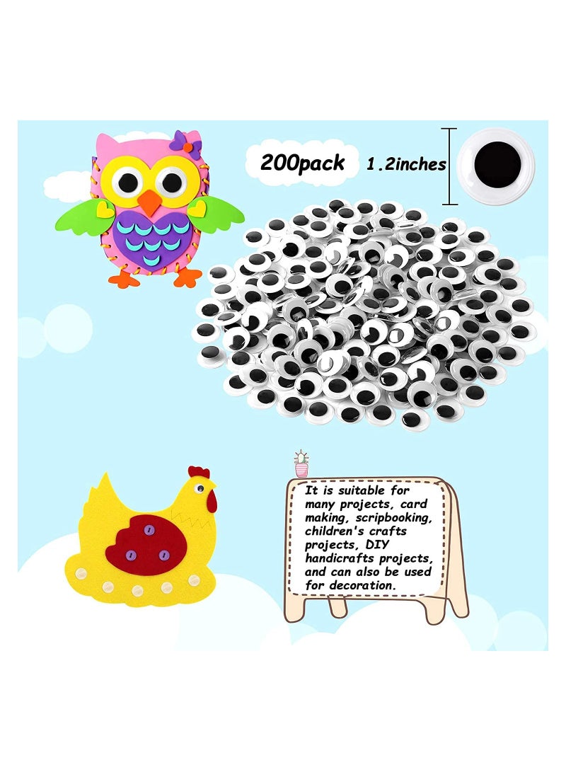 كابتن تيك Wiggle Eyes Self Adhesive Black White Googly Eyes, Plastic Wiggle Eyes Self- Adhesive Googly Eyes for Scrapbooking DIY Crafts Doll Masking Supply for DIY Crafts Decoration (30mm) 200 Pieces - Image 2