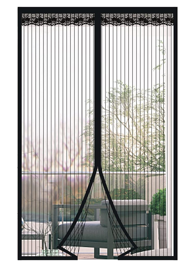 Dominy Magnetic Screen Door, Anti Mosquito Bug Screen Door Mesh, Suit For Bedroom/Balcony/Kitchen, No Drilling, Washable Mesh.(110x220cm,Black)  - Image 1