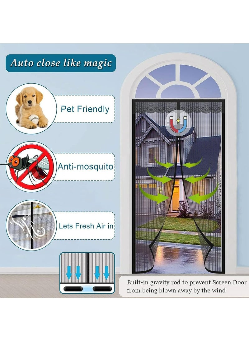 Dominy Magnetic Screen Door, Anti Mosquito Bug Screen Door Mesh, Suit For Bedroom/Balcony/Kitchen, No Drilling, Washable Mesh.(110x220cm,Black)  - Image 3