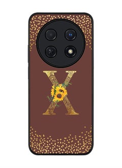 Stylizedd Rugged Black edge case for Huawei nova 12i 4G, Slim fit Flexible Thin Cover - Custom Monogram Initial Letter Floral Pattern Alphabet - X  (Brown )  - Image 1