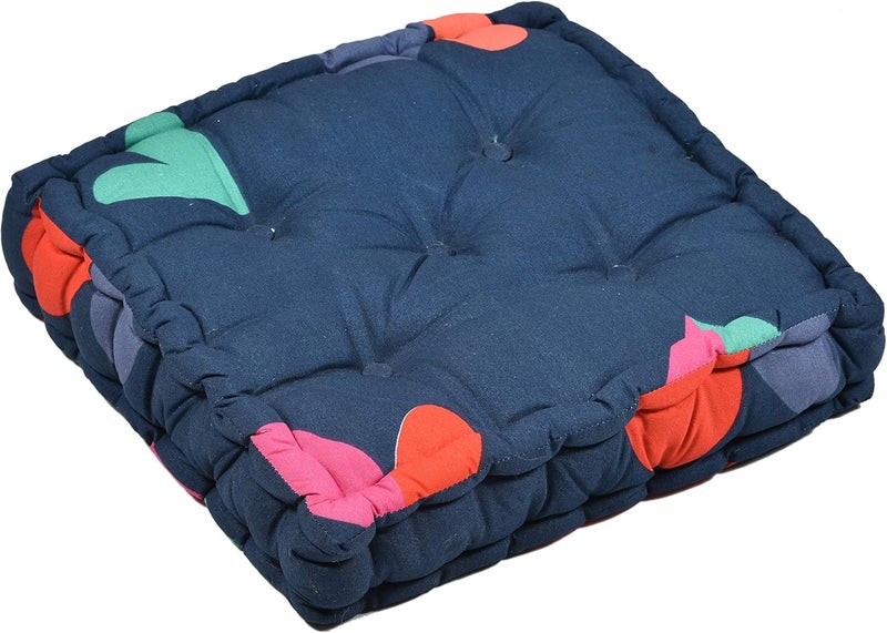 RRC Square Floor Pillow Tufted Cushion Thick Chair Pads| Chair Cushion | Back Support Cushion | Seat Cushion 16 Inch x 16 Inch (Navy) - Image 5
