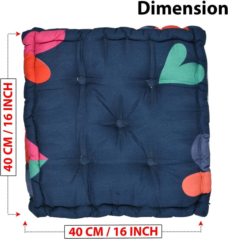 RRC Square Floor Pillow Tufted Cushion Thick Chair Pads| Chair Cushion | Back Support Cushion | Seat Cushion 16 Inch x 16 Inch (Navy) - Image 3