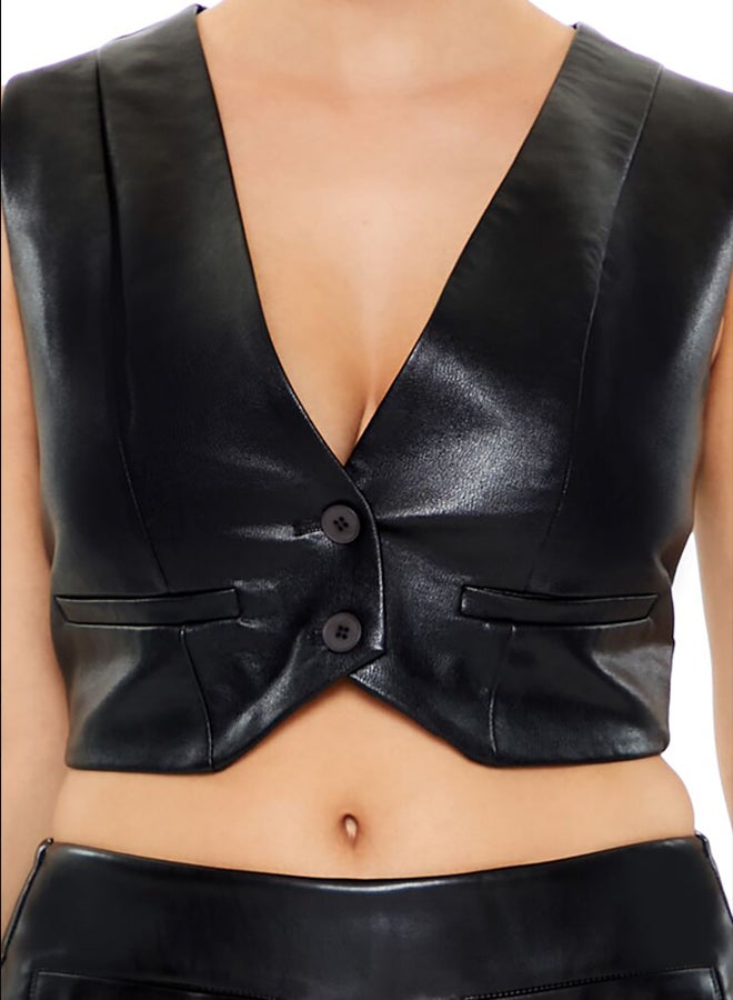 FOREVER 21 Faux Leather Cropped Vest - Image 3