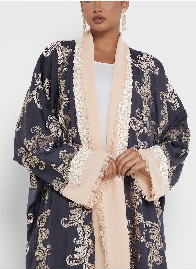 hayas closet - Embroidered Open Abaya - Image 1