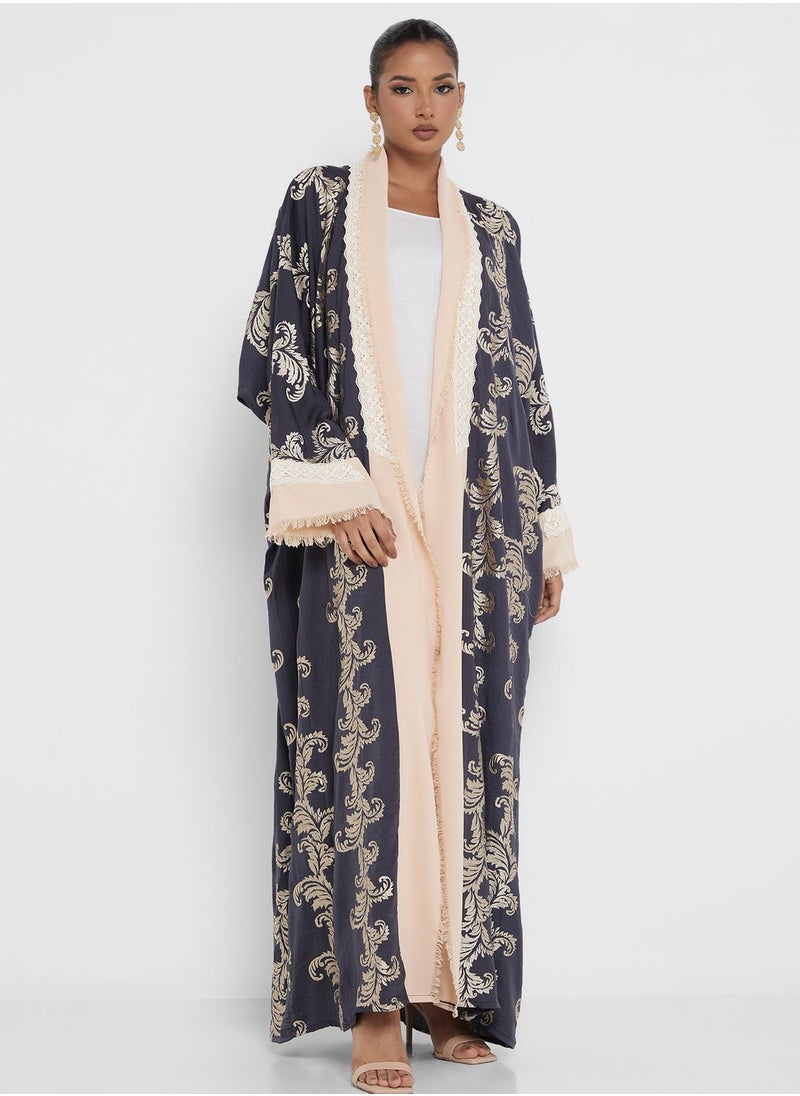 hayas closet - Embroidered Open Abaya - Image 1