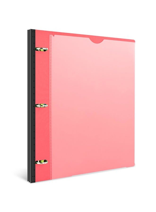 INFUN 1 Inch Telescoping 3 Ring Binder - 1PCS,Flexible Round Binder with Customizable Front Cover and Clear Catalog Pocket, 1 Inch Rings, 225 Sheet Capacity-Red - Image 1