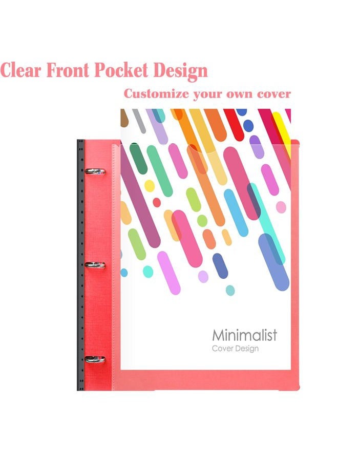 INFUN 1 Inch Telescoping 3 Ring Binder - 1PCS,Flexible Round Binder with Customizable Front Cover and Clear Catalog Pocket, 1 Inch Rings, 225 Sheet Capacity-Red - Image 4