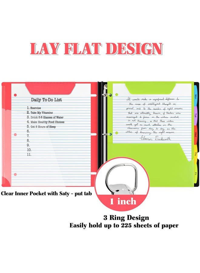 INFUN 1 Inch Telescoping 3 Ring Binder - 1PCS,Flexible Round Binder with Customizable Front Cover and Clear Catalog Pocket, 1 Inch Rings, 225 Sheet Capacity-Red - Image 3