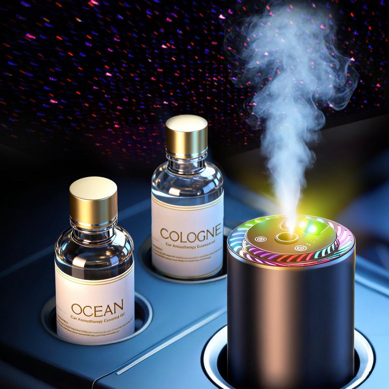toretark Smart Car Air Freshener with Star Light 100ml Diffusers Oil Refills Auto OnOff Aroma Diffuser 3 Adjustable Mist Modes Rechargeable Aromatizante para Carro Car DiffuserCologneOcean - Image 3