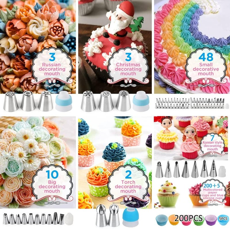 SIK Cake Decorating Kit,635 Pcs Decorating Supplies With 3 Springform Pan Sets Icing Nozzles Rotating Turntable Cake Topper Piping Bags Carrier Holder,Cake Baking Set Tools - Image 4