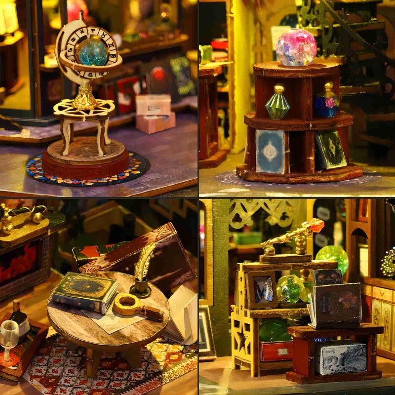 OZJAY Miniature House Kit, Mini House Building Kit with Furniture & LED, Miniature Kit for Adults Teen, Dollhouse Kit for Birthday Christmas, Holo Magic City - Image 5