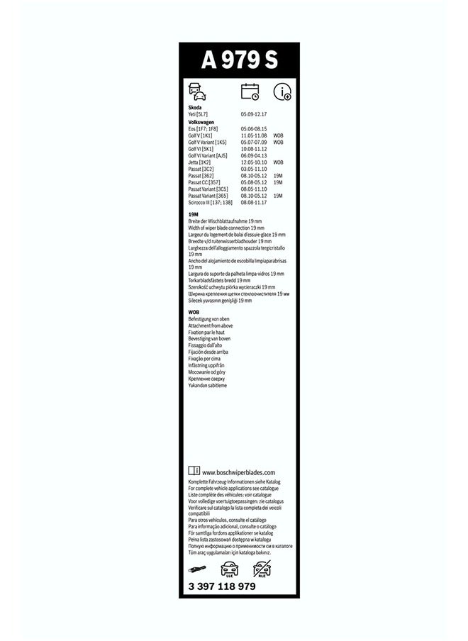 بوش - A979S ايروتوين طقم مساحات زجاج امامى متخصص 24-19 بوصة - Image 1