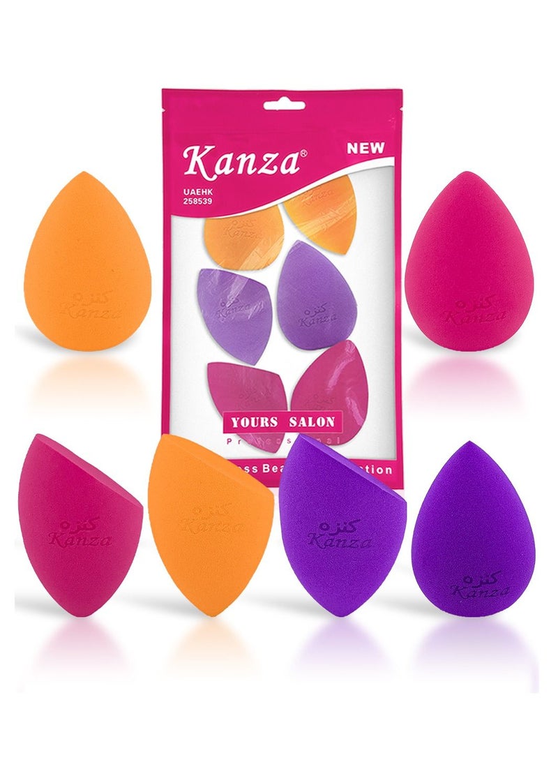 Kanza مجموعة إسفنجة مكياج مكونة من 6 قطع من منتفخة مكياج بيوتي بلندر للوجه، مجموعة منتفخة من القطيفة لبودرة معدنية فضفاضة، أداة وضع كريم الأساس، مجموعة أدوات مكياج - Image 3