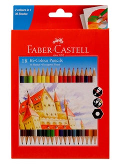 Faber-Castell Bi-Colour Pencil, Pack of 18 (Assorted)