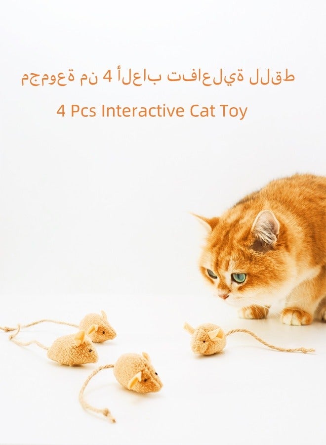 Catnip Toys for Cat, 4 Pcs Interactive Cat Toy Pet Teeth Cleaning Soft Plush Realistic Cute Mouse Colorful Chew Toys with String Tails Indoor Cats Play Bite（color random） - Image 1