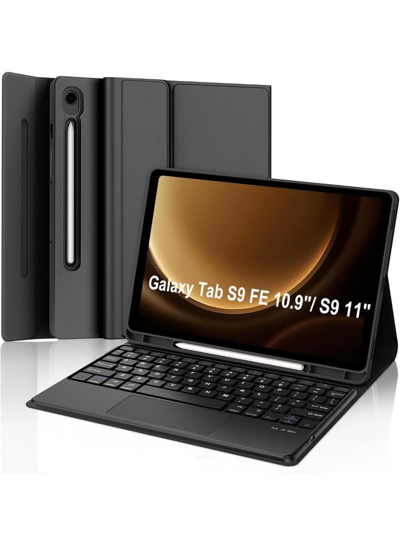 ELTRAZONE Touch Keyboard Case for Samsung Galaxy Tab S9 FE 10.9 Tab S9 (2023)Detachable Bluetooth Keyboard with S Pen Holder Multi-Touch Trackpad Smart Cover with Adjustable Stand - Image 1