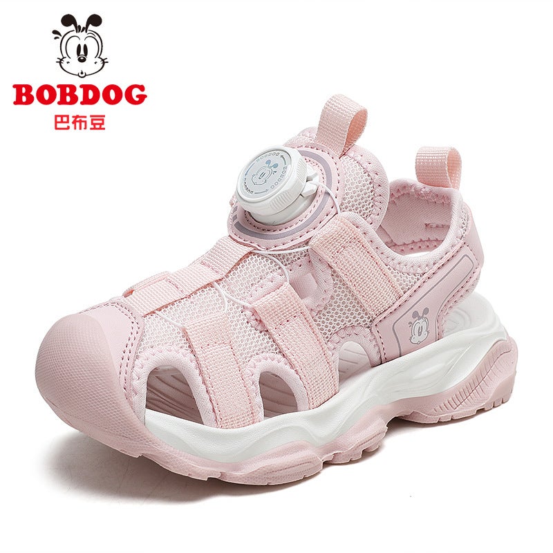 Children'S Toe-Toe Sandals, Summer Boys' Shoes, Knob Buckle, Medium And Large Children'S Non-Slip Soft-Soled Beach Shoes, Girls' Shoes - Image 1