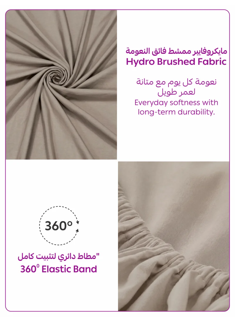 Donetella Simply Taupe 1 Pcs Queen Fitted Sheet 160x200 cm | OEKO-TEX Certified Brushed Microfiber Deep Pocket Sheet with All Around Elastic | Ultra Soft, Wrinkle Resistant, Easy Care, Safe for Sensitive Skin  | Best Price UAE
