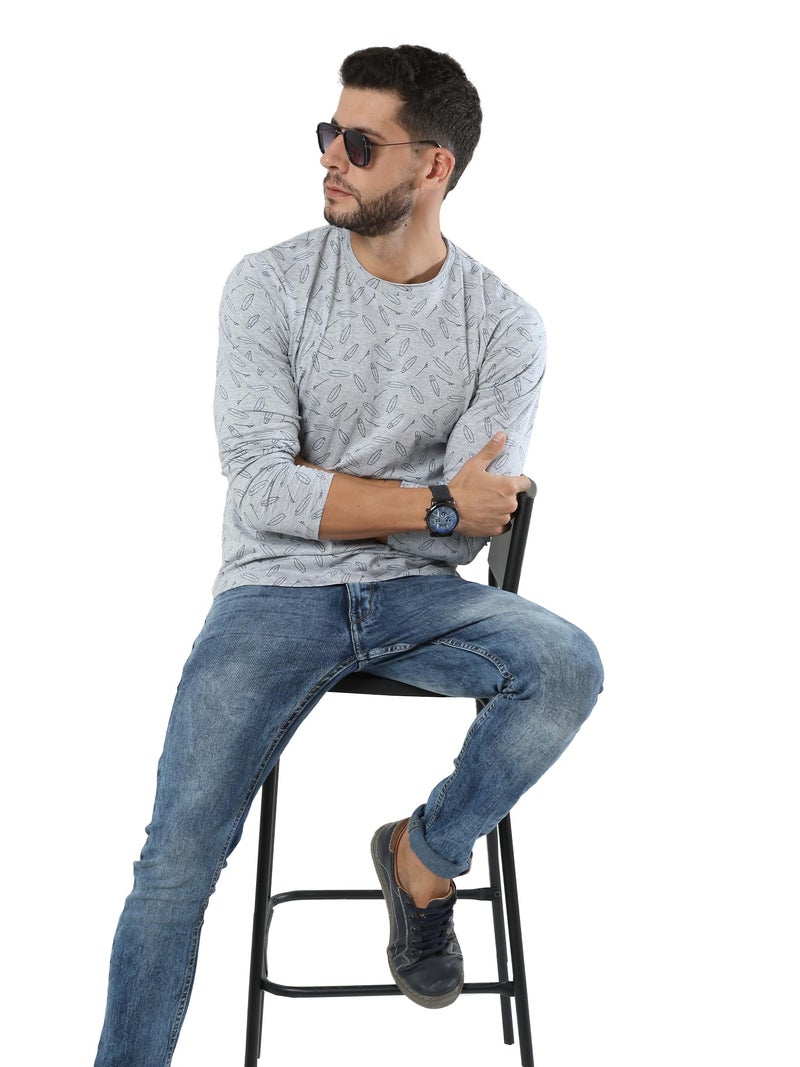 fanideaz Mens Full Sleeves Tshirts for Men Stylish T Shirt Full Sleeve for Men Premium Cotton Full Tshirt for Man Casual Wear_5509GY_2XL_Grey - Image 4