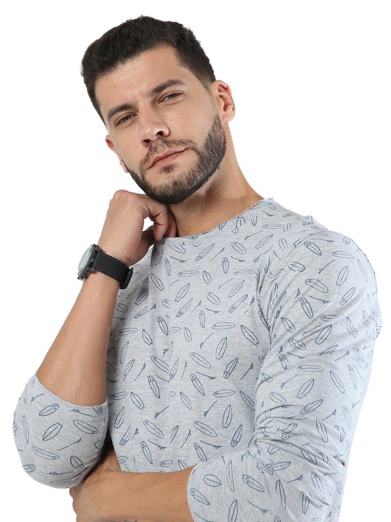 fanideaz Mens Full Sleeves Tshirts for Men Stylish T Shirt Full Sleeve for Men Premium Cotton Full Tshirt for Man Casual Wear_5509GY_2XL_Grey - Image 3
