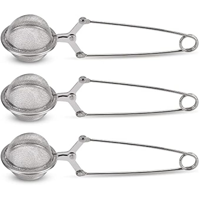 كيلا مصفاة شاي سناب بول، عبوة من 3 قطع، من الفولاذ المقاوم للصدأ الفاخر، مع مقبض لأوراق الشاي السائبة، كرات شاي شبكية دقيقة، مصفاة للشاي - Image 2