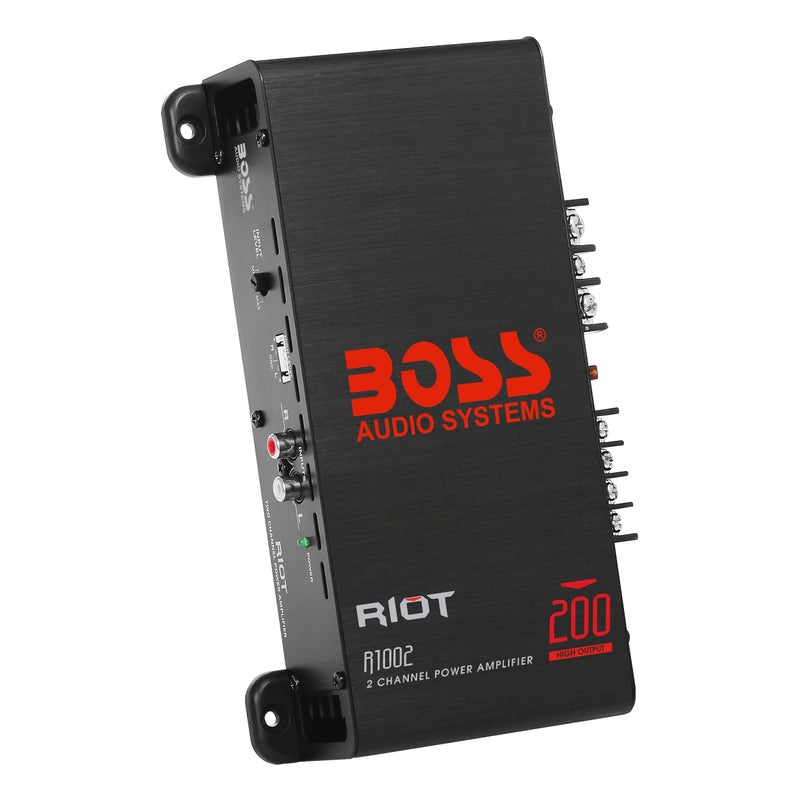 BOSS AUDIO SYSTEMS BOSS Audio Systems R1002 Riot Series Car Stereo Amplifier - 200 High Output, 2 Channel, Class A/B, 2/4 Ohm Stable, Low/High Level Inputs, Full Range, Use With Subwoofer  - Image 1