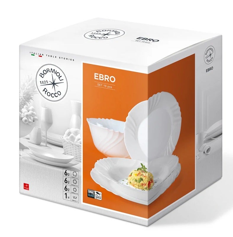 Bormioli Rocco Ebro Opal Glass Dinnerware Set - 19 Piece Set - Image 1