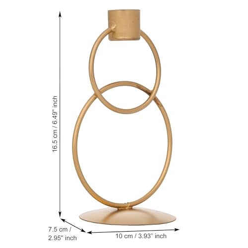 Webelkart Premium Decorative Rings Candlestick Holder for Home and Dining Table Decor/Tealight Candle Holder for Home and Office Decor - (6.5 inches Gold) (Pack of 1) - Image 3