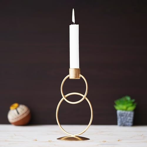 Webelkart Premium Decorative Rings Candlestick Holder for Home and Dining Table Decor/Tealight Candle Holder for Home and Office Decor - (6.5 inches Gold) (Pack of 1) - Image 2