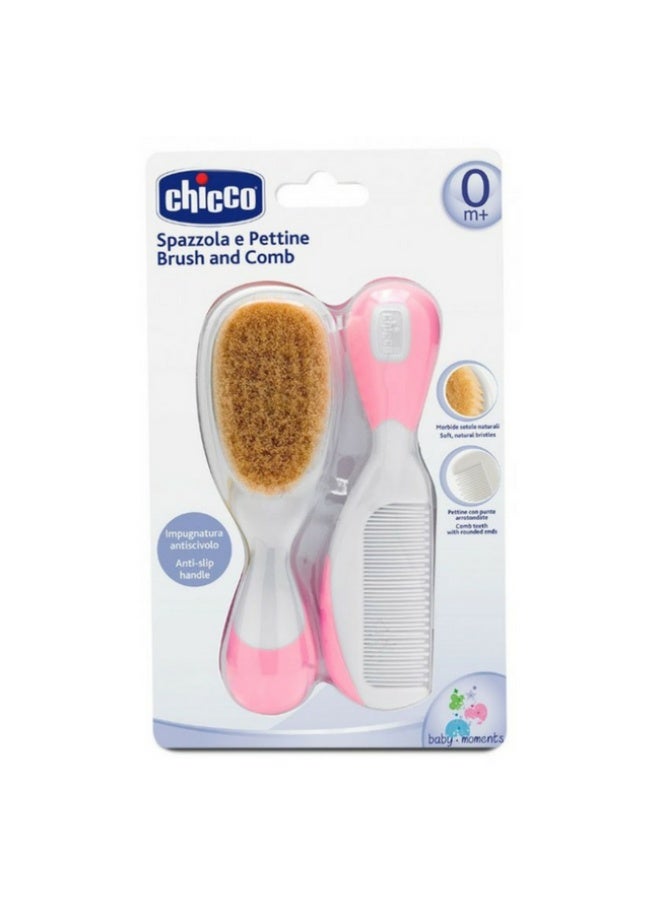 Chicco Brush and Comb Pink Bristle 2unit - Image 1