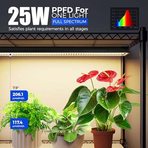Barrina CX91 5-Tier Plant Stand with Grow Lights for Indoor Plants, Metal Plant Shelf Display Rack with 1.6FT 25W(Per Light) Full Spectrum Plant Lights for Indoor, Balcony, Living Room, 23.6x13.8x59IN - Image 4