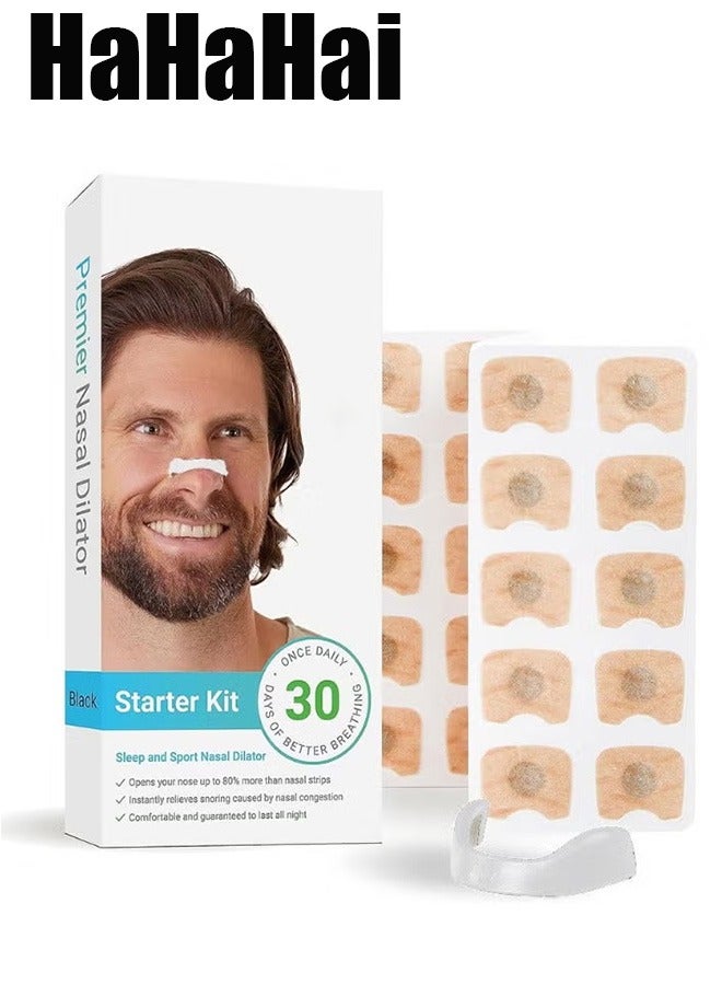 HaHaHai 30 Count Nasal Strips, Anti Snoring Strips,Breathing Nasal Strips, Anti Snoring Strips, Intake Breathing Nasal Strip Magnetic Nose Strips Anti Snoring Nose Strips Safe and Effective Nose Plaster Breathe Freely for Better Sleep（WHITE）  - Image 1