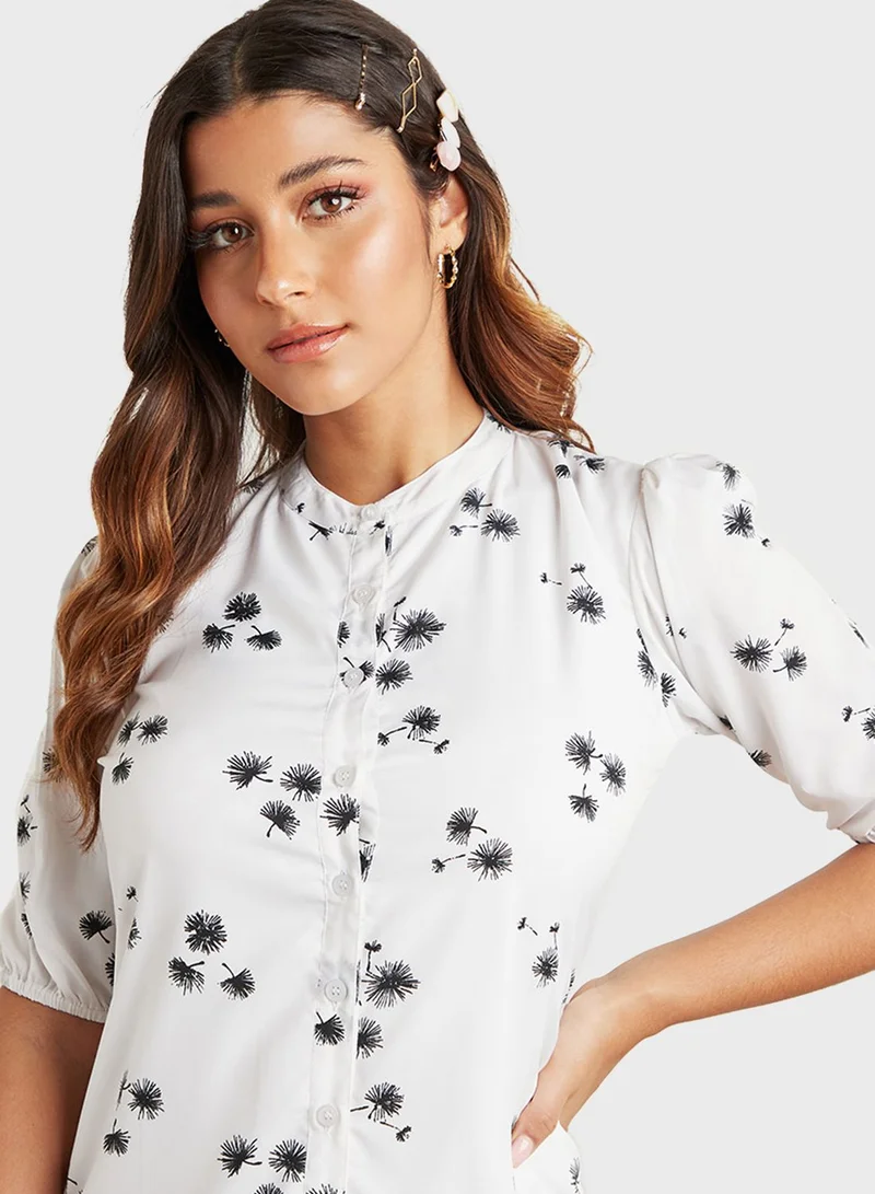 Styli Floral Print Pleated Dress