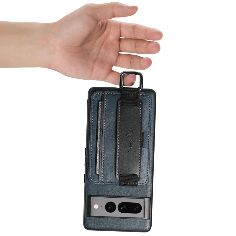 Suteni For Googel Pixel 10 H13 Card Wallet Wrist Strap Holder Pu Phone Case(Blue) - Image 5