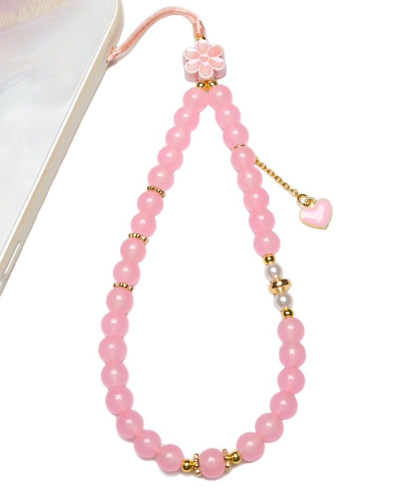 BoudlesCham Phone Charm Cute Pink Pearl Beaded Phone Wrist Strap for Women, Phone Charms Strap for iPhone Charm Strap & Phone Case Charms, Camera Wrist Strap Cute, Gift for Birthdays & Holidays - Image 1