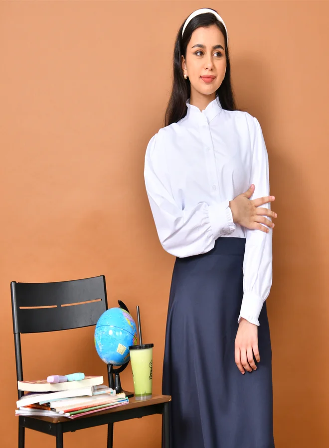 HAWRAA ABAYA French design two-piece school set: vest with bell-bottom skirt - secondary (navy blue)