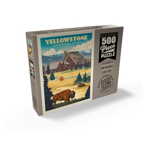MyPuzzle.com MyPuzzle Yellowstone National Park Old Faithful Inn Bisons Vintage Poster Premium 500 Piece Jigsaw Puzzle for Adults - Image 5