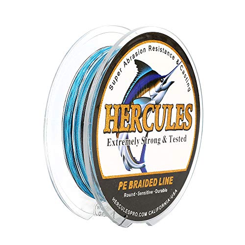 Hercules خط صيد مضفر هيركوليس 300م 328 ياردة 6 أرطال-100 أرطال خيوط بي سوبرلاين 4 خيوط (تمويه أزرق 6 أرطال/2.7 كجم 0.08 مم) - Image 1