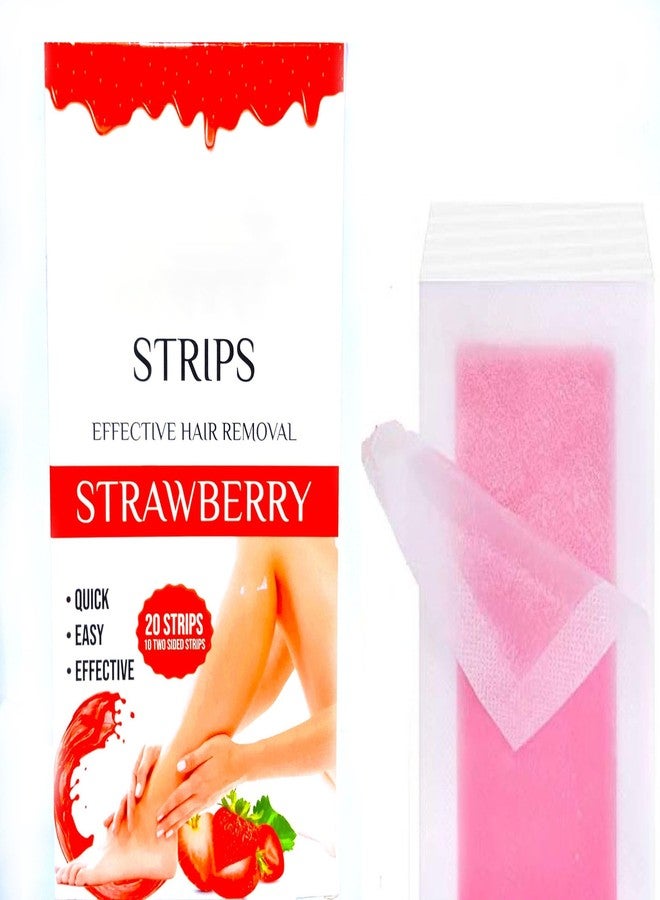 ZUGAD Hair Removal Waxing Strips for Eyebrows Face Upper Lip Chin Facial, Leg Hand, Bikini, Arms Hair Wax Strips for Home and Salon for Women and Girls - 20 pcs. (Strawberry) - Image 1