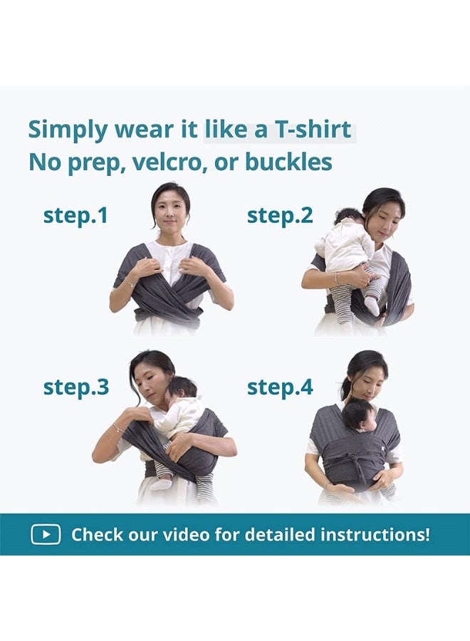 Baby Wrap Carrier - Cotton All-In-1 Stretchy Sling, Black, 0 To 36 Months - Image 3