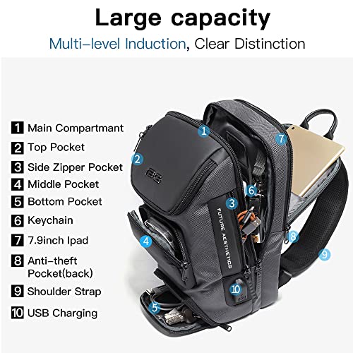 BANGE Sling Bag, Waterproof Shoulder Bag for Men, Casual Sports Sling Bag, Every Day Bag for Men… - Image 2