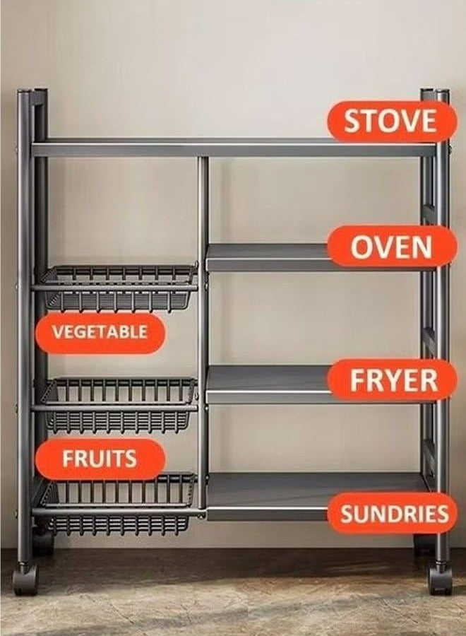 RollsTimi  3 Nets And 4 Layers of Storage Racks,With Sunken Wire Baskets,Independent Metal Racks,Easy-to-Assemble Storage Racks For Kitchen Storage,Black - Image 4