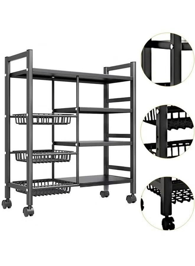 RollsTimi  3 Nets And 4 Layers of Storage Racks,With Sunken Wire Baskets,Independent Metal Racks,Easy-to-Assemble Storage Racks For Kitchen Storage,Black - Image 2