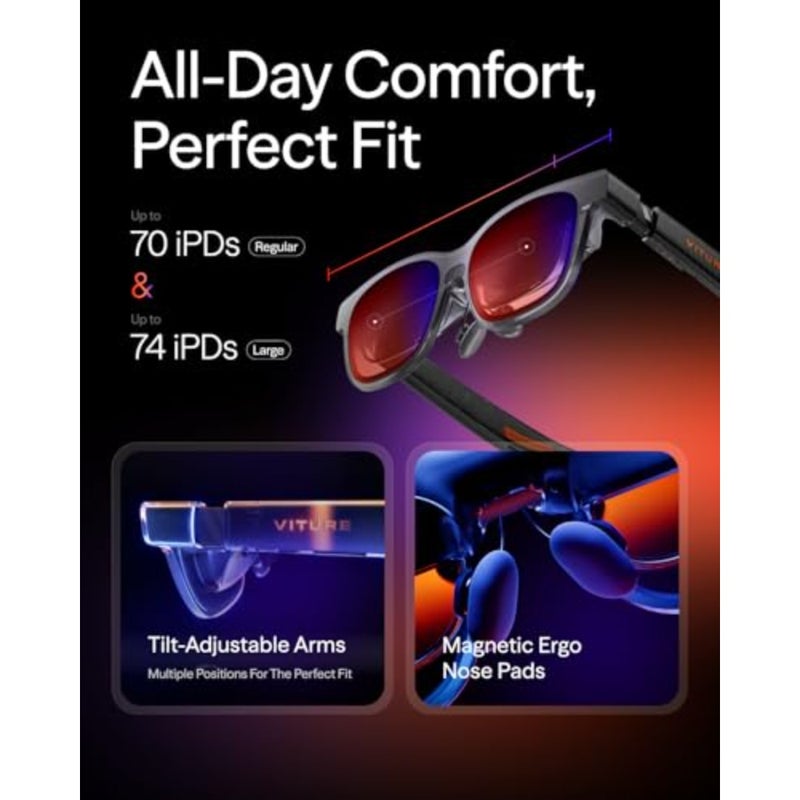 نظارات VITURE Luma Pro XR - شاشة فائقة الوضوح مقاس 152 بوصة 1200 بكسل 120 هرتز، 52 درجة مجال رؤية، فيلم كهربائي، صوت Harman، نظارات AR لأجهزة iPhone 17/16/15، Android، Mac، الكمبيوتر الشخصي، Steam Deck، Switch 2-Regular - Image 5