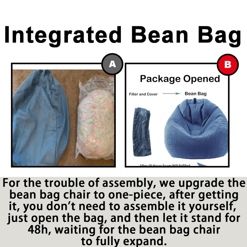LPMOERA Bean Bag Chair Memory Foam Bean Bag Chairs for Kids/Teens with Filling Round Kids Bean Bag Chair for Living Room Bedroom College Dorm Reading Chair - Image 3