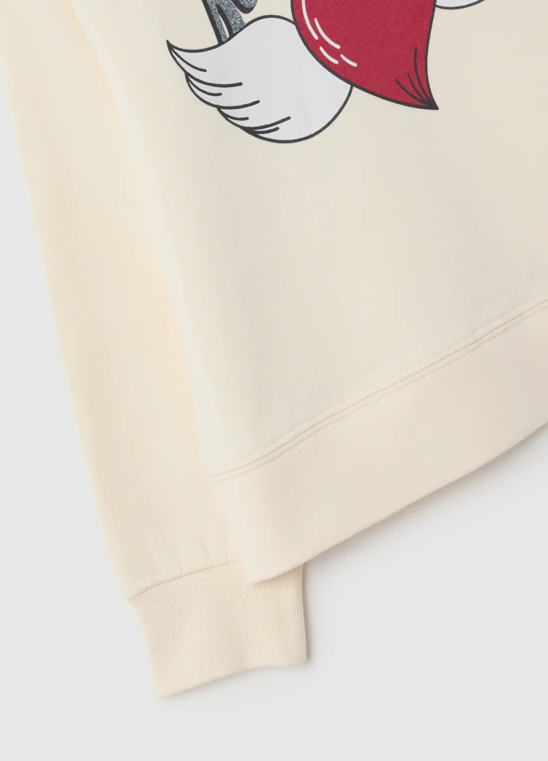 Ovs GIRLS' BEIGE PURE COTTON SWEATSHIRT REGULAR FIT