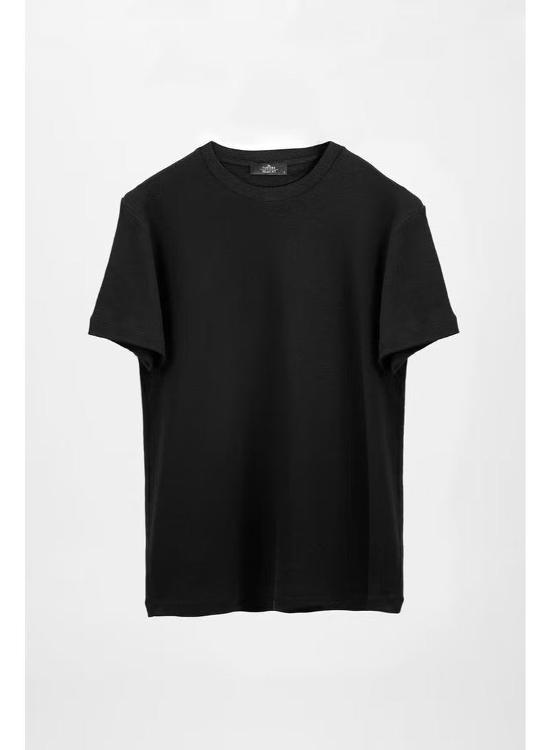 Tudors Relax Fit Comfortable Cut 100% Cotton Soft Textured Basic Crew Neck Black T-Shirt - Image 1