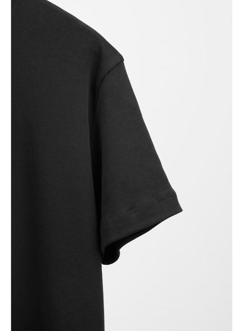 Tudors Relax Fit Comfortable Cut 100% Cotton Soft Textured Basic Crew Neck Black T-Shirt - Image 2